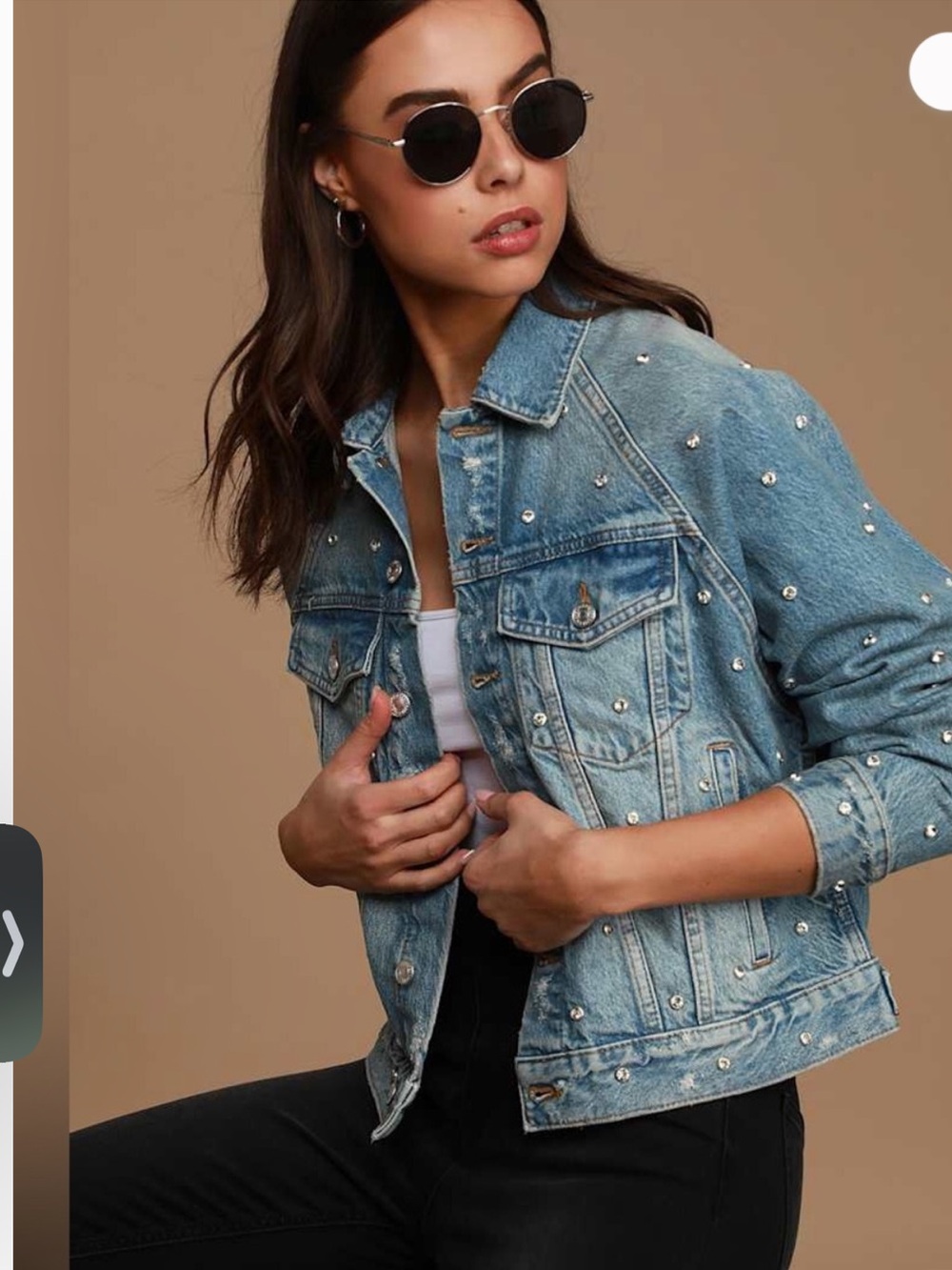 Free People Light Blue Embellished Denim Jacket